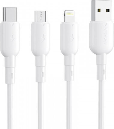 Vipfan USB to Lightning cable Colorful X11, 3A, 1m (white) цена и информация | Kaablid ja juhtmed | kaup24.ee