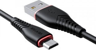 Vipfan USB to Micro USB cable Anti-Break X01, 3A, 1m (black) цена и информация | Кабели и провода | kaup24.ee