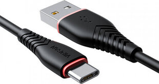 Vipfan USB to USB-C cable Anti-Break X01, 3A, 1m (black) цена и информация | Кабели и провода | kaup24.ee