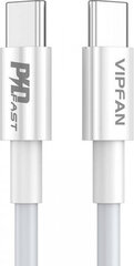 Vipfan USB-C to USB-C cable P02, 1m (white) hind ja info | Kaablid ja juhtmed | kaup24.ee