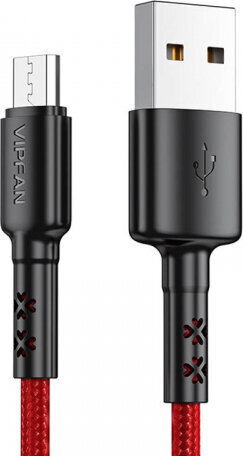 Vipfan USB to Micro USB cable X02, 3A, 1.8m (red) цена и информация | Kaablid ja juhtmed | kaup24.ee