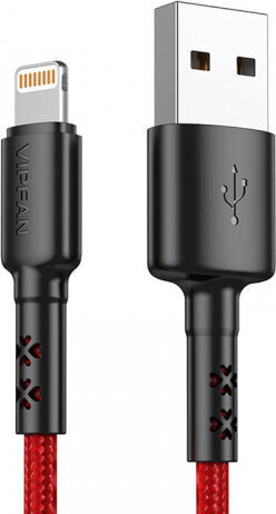 Vipfan USB to Lightning cable X02, 3A, 1.8m (red) цена и информация | Kaablid ja juhtmed | kaup24.ee