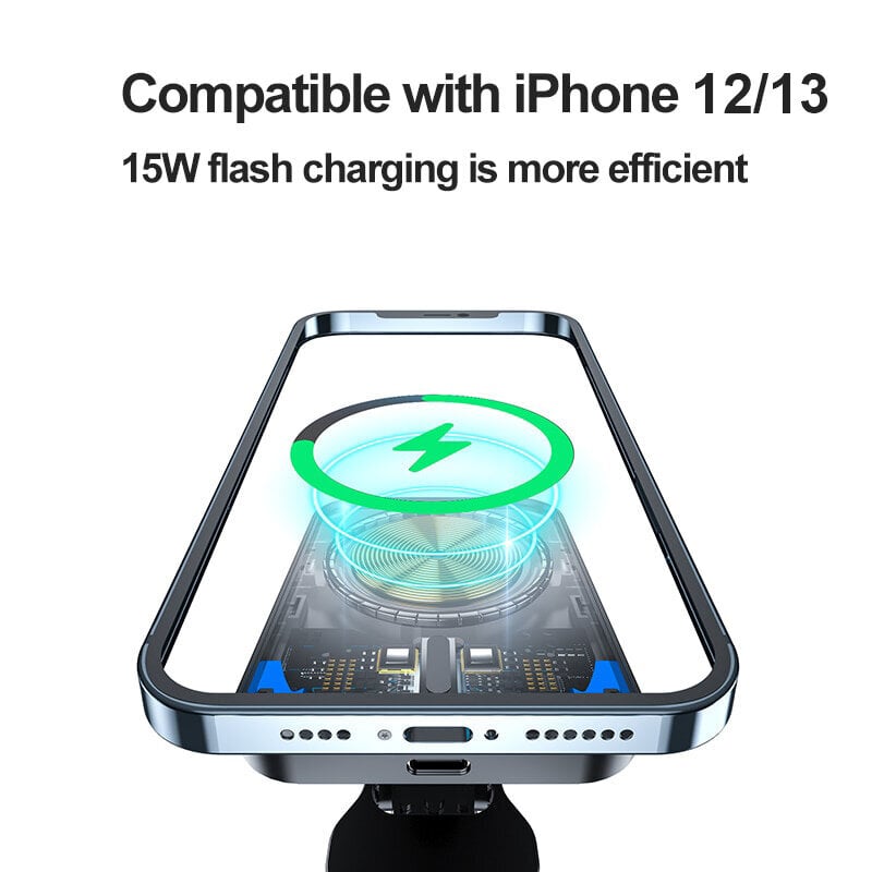 iPhone MagSafe juhtmevaba laadija ja telefonihoidik autosse – Must hind ja info | Mobiiltelefonide laadijad | kaup24.ee