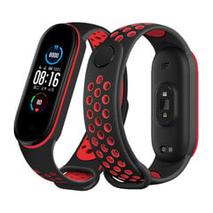 Спортивный силиконовый ремешок Xiaomi Mi Band 5/6 — Чёрный/Красный цена и информация | Аксессуары для смарт-часов и браслетов | kaup24.ee