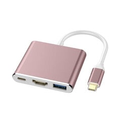 Adapter 3in1 USB-C 4K HDMI Multiport – Roosa Kuld hind ja info | USB jagajad, adapterid | kaup24.ee