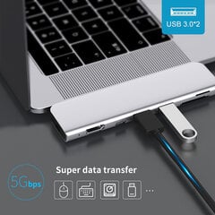 USB-C jagaja Multi-port 4K + SD-lugeja HUB (7in1) – Hõbe hind ja info | USB jagajad, adapterid | kaup24.ee