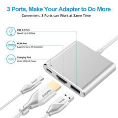 3 в 1 Адаптер USB-C Digital AV Multiport — Золотой цена и информация | Адаптер Aten Video Splitter 2 port 450MHz | kaup24.ee