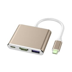 Adapter 3in1 USB-C 4K HDMI Multiport – Kuld hind ja info | USB jagajad, adapterid | kaup24.ee