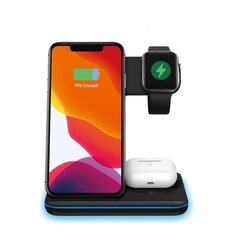 Laadimisdokk Qi iPhone + Apple Watch + AirPods 3in1 (15W) – Must цена и информация | Зарядные устройства для телефонов | kaup24.ee