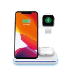 Laadimisdokk Qi iPhone + Apple Watch + AirPods 3in1 (15W) – Valge цена и информация | Зарядные устройства для телефонов | kaup24.ee