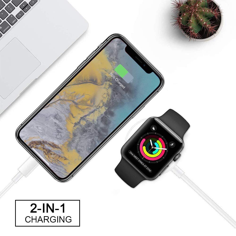 Apple Watch ja iPhone 2 in 1 laadimisjuhe USB-C (1m) цена и информация | Nutikellade ja nutivõrude tarvikud | kaup24.ee