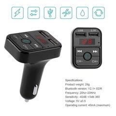 Modulaator Riff CAR-B2 Bluetooth FM / MP3 Saatja Autolaadija 2x USB QC3.0 3.1A/1A Must цена и информация | FM модуляторы, FM трансмиттер | kaup24.ee