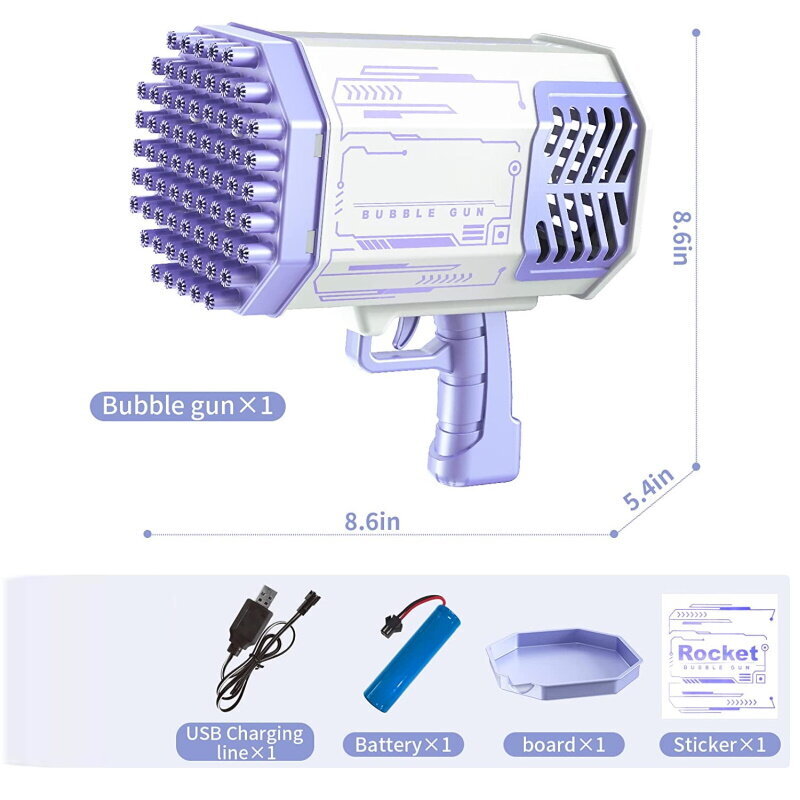 Riff Rocket Bazooka 88 auguga seebimullipüstol siseruumides peo- ja välimängudele, lilla цена и информация | Mänguasjad (vesi, rand ja liiv) | kaup24.ee