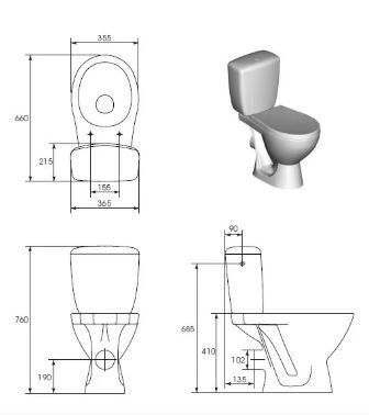 Wc-pott Cersanit Kaskada 010 3/6 koos kaanega цена и информация | WС-potid | kaup24.ee