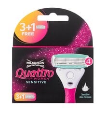 Лезвия для бритья для чувствительной кожи для женщин Wilkinson Sword Quattro, 4 штуки цена и информация | Косметика и средства для бритья | kaup24.ee