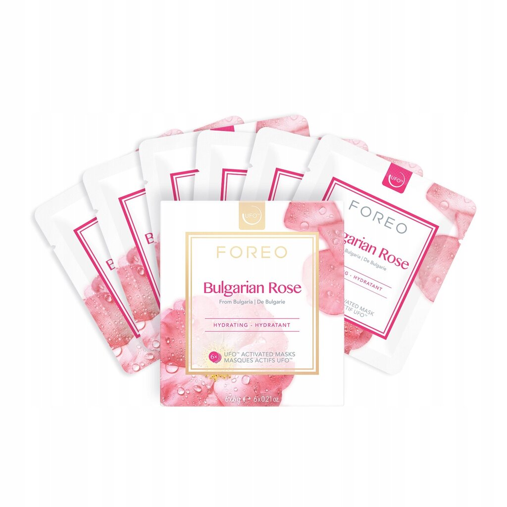 Niisutavate näomaskide komplekt Foreo UFO Mask Set - Bulgarian Rose, 6 tk x 6 g hind ja info | Näomaskid, silmamaskid | kaup24.ee