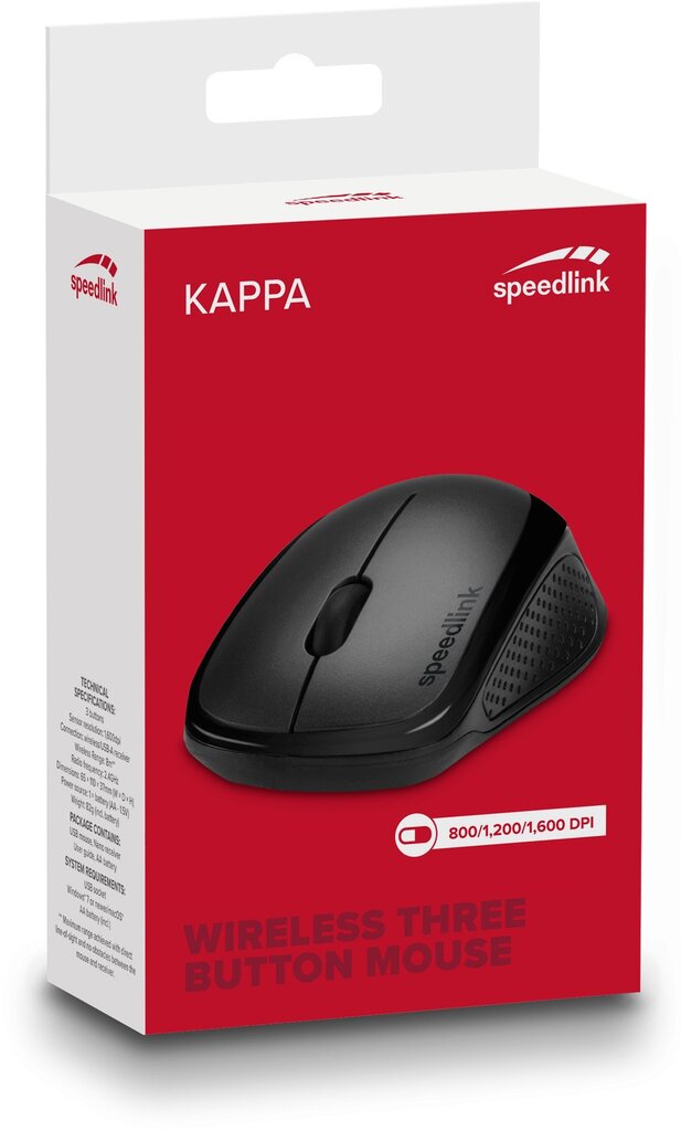 Juhtmevaba hiir Speedlink Kappa, must (SL-630011-BK) hind ja info | Hiired | kaup24.ee