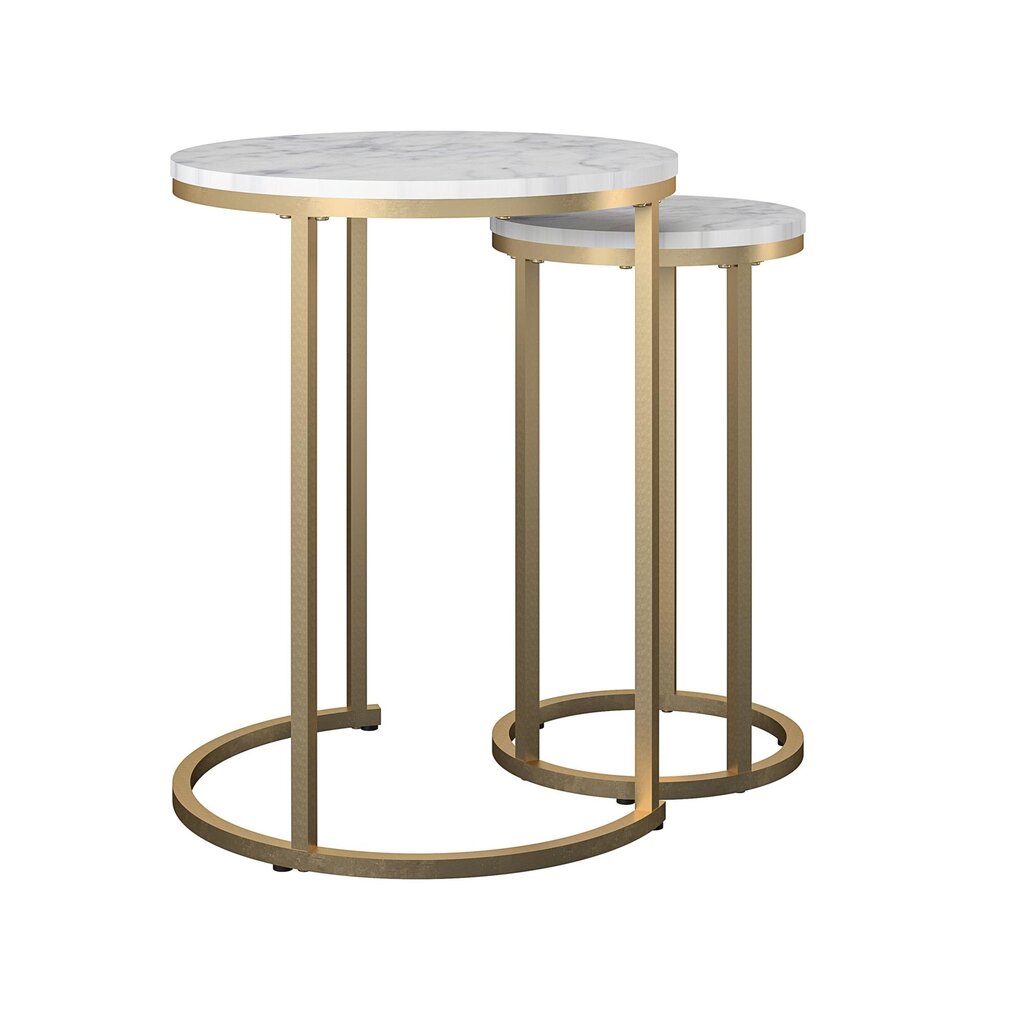 CosmoLiving Amelia Nesting Tables, White Marble цена и информация | Diivanilauad | kaup24.ee