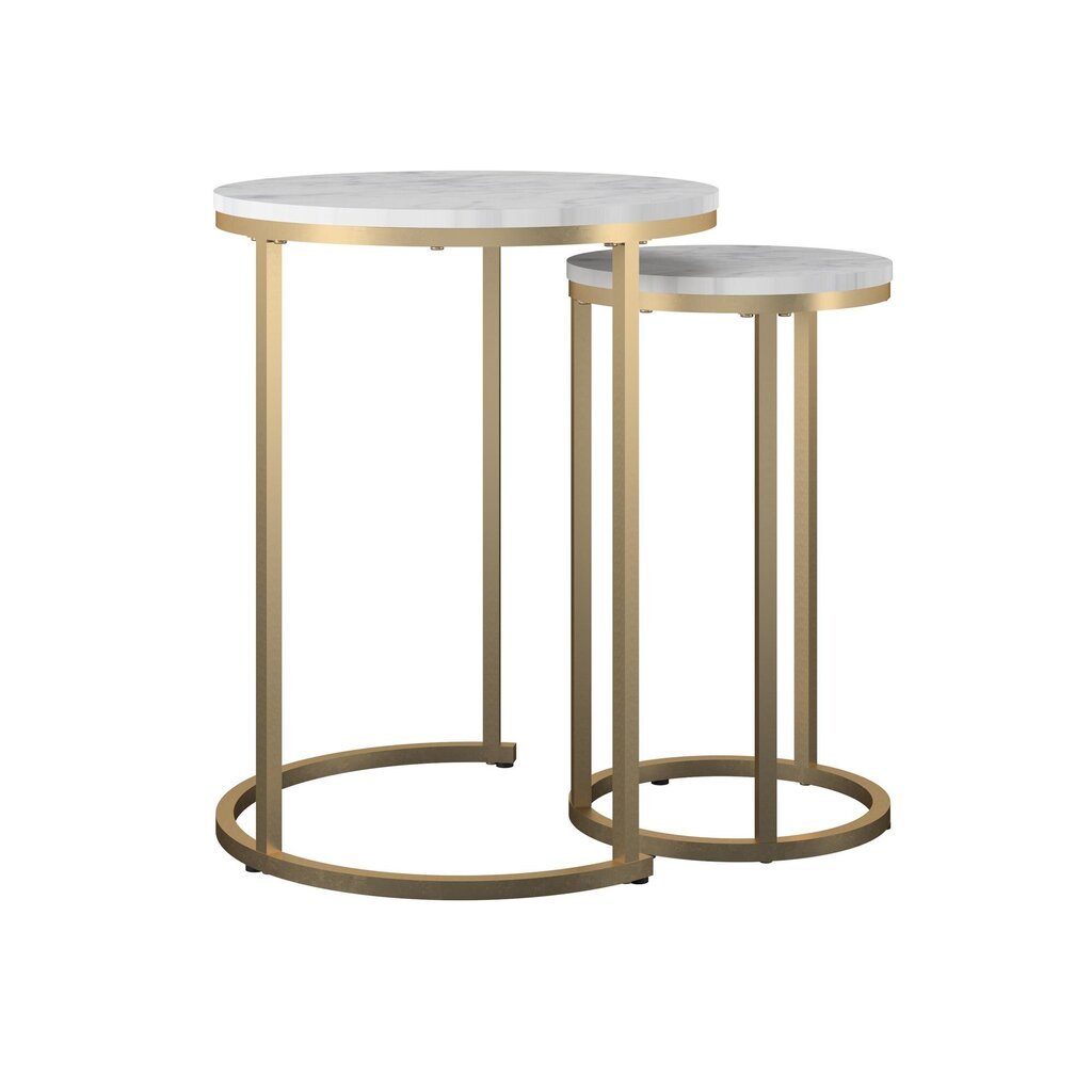 CosmoLiving Amelia Nesting Tables, White Marble цена и информация | Diivanilauad | kaup24.ee