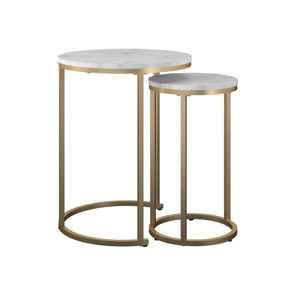 CosmoLiving Amelia Nesting Tables, White Marble цена и информация | Diivanilauad | kaup24.ee