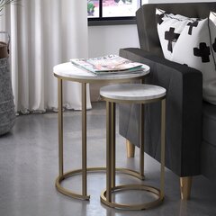CosmoLiving Amelia Nesting Tables, White Marble hind ja info | Diivanilauad | kaup24.ee
