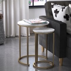 CosmoLiving Amelia Nesting Tables, White Marble цена и информация | Журнальные столики | kaup24.ee