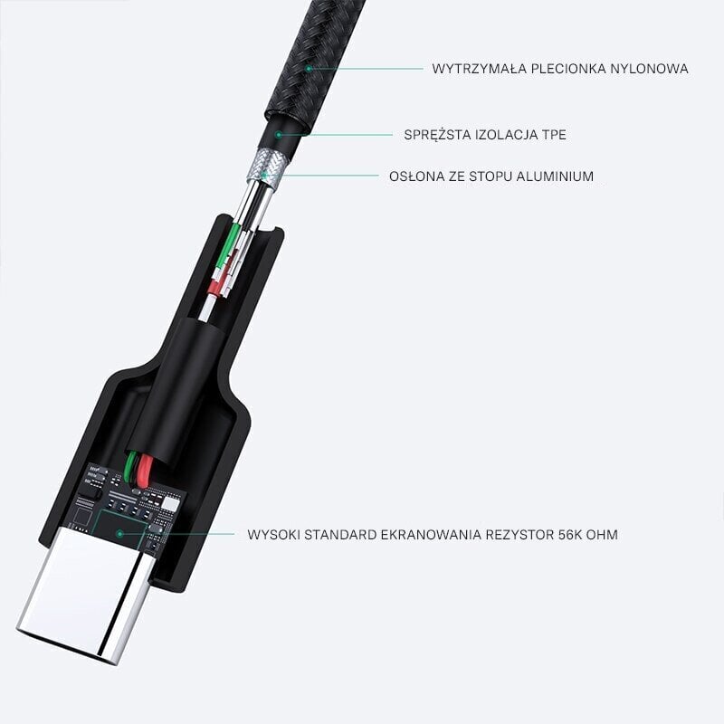 AUKEY AUKEY CB-CA03 OEM nailonist kiirlaadimine USB C-USB цена и информация | Mobiiltelefonide kaablid | kaup24.ee