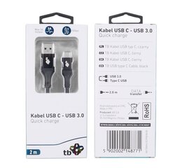 TB Кабель USB 3.0-USB C 2м PREMIUM 3A черный TPE цена и информация | Borofone 43757-uniw | kaup24.ee