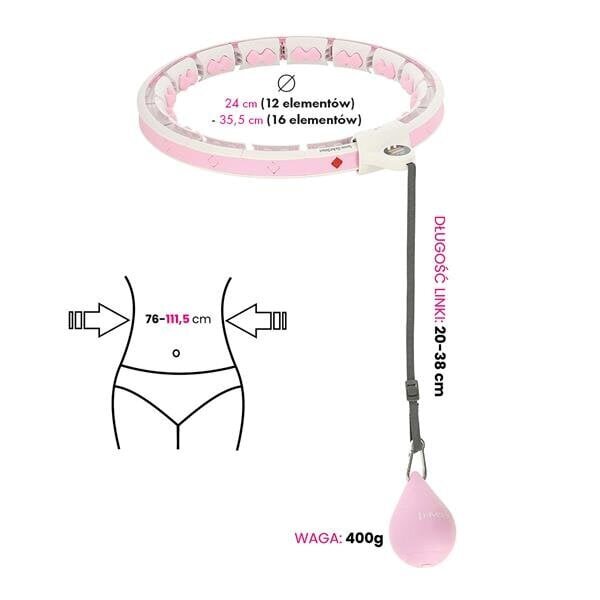 HHW06 PINK HULA HOOP WITH WEIGHT + COUNTER HMS цена и информация | Võimlemisrattad | kaup24.ee