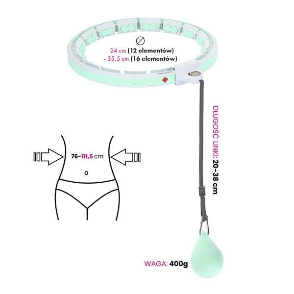 HHW06 GREEN HULA HOOP WITH WEIGHT + COUNTER HMS цена и информация | Hularõngad | kaup24.ee