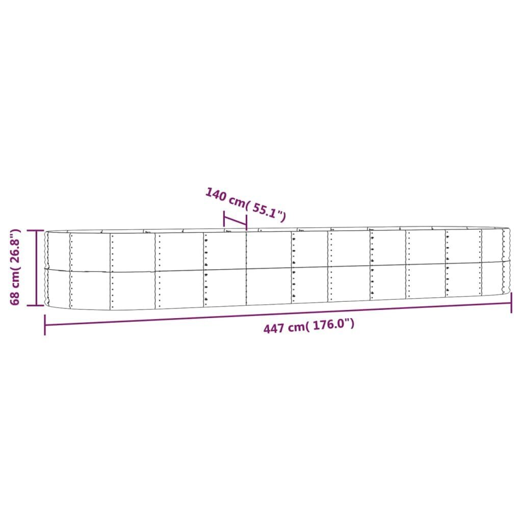 vidaXL aia taimekast, pruun, 447x140x68 cm, pulbervärvitud teras цена и информация | Lillekastid | kaup24.ee