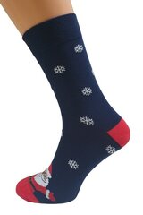 Мужские хлопковые носки с дизайном "Рождественский Санта" (синие) цена и информация | Meeste sokid | kaup24.ee