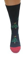 Мужские хлопковые носки с дизайном "Рождественская ёлка" (чёрные) цена и информация | Meeste sokid | kaup24.ee