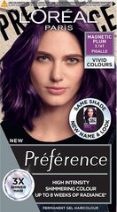 Стойкая краска для волос L'Oreal Paris Preference Vivid Colors, 3.161 Magn Plum C29 цена и информация | Краска для волос | kaup24.ee