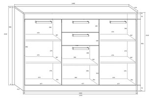 Kummut Maximus 3D2S, pruun/valge hind ja info | Kummutid | kaup24.ee