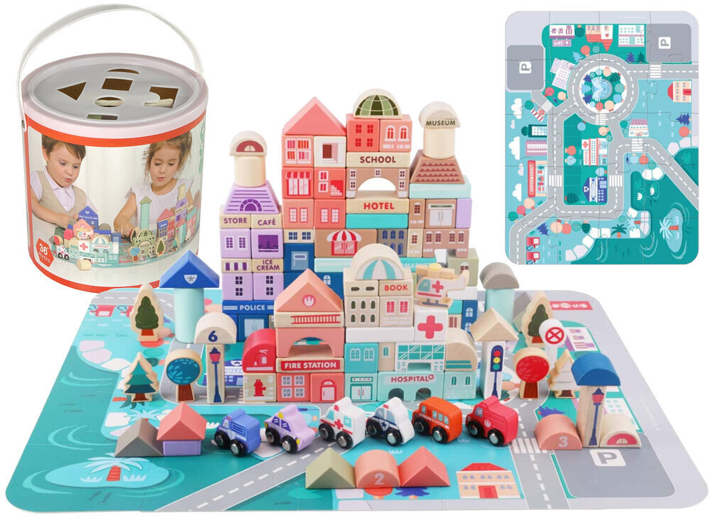 Puidust klotside komplekt Lean Toys, 115 tk. hind ja info | Arendavad mänguasjad | kaup24.ee