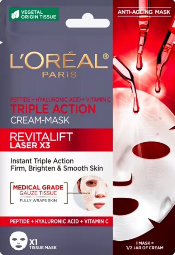 Kangasmask L'oreal Paris Revitalift Laserx3 28 g цена и информация | Näomaskid, silmamaskid | kaup24.ee