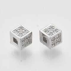 Messingist sisetükk "Cube" tsirkooniumi aasadega 4x4x4 mm. 2 tk hind ja info | Ehete valmistamine, helmestamine | kaup24.ee