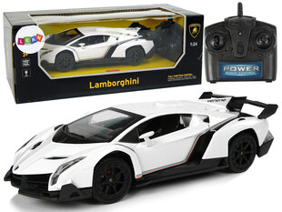 Raadio teel juhitav Lamborghini Veneno 1:24 valge, puldiga hind ja info | Poiste mänguasjad | kaup24.ee