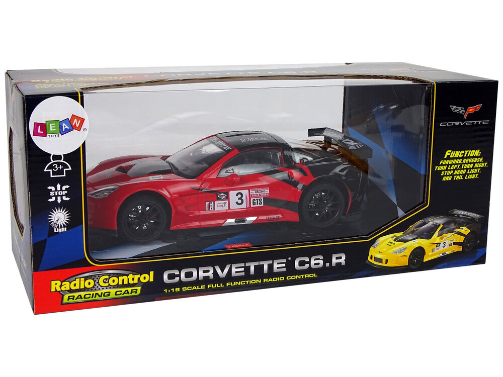 Raadio teel juhitav sportauto Corvette C6.R 1:18 punane цена и информация | Poiste mänguasjad | kaup24.ee