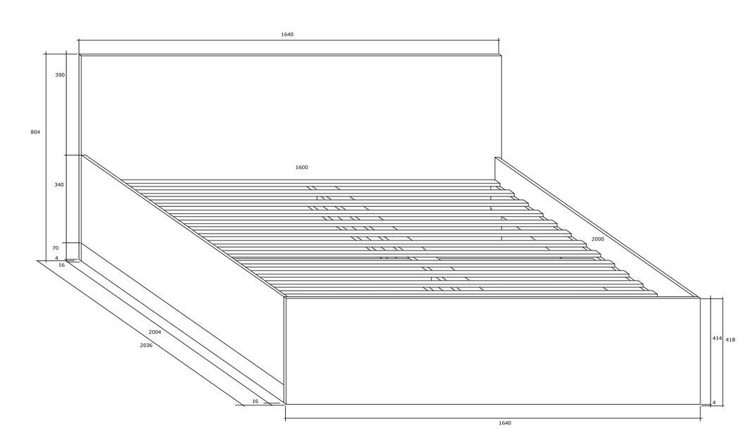 Voodi Maximus 160X200 cm, tamm/valge hind ja info | Voodid | kaup24.ee