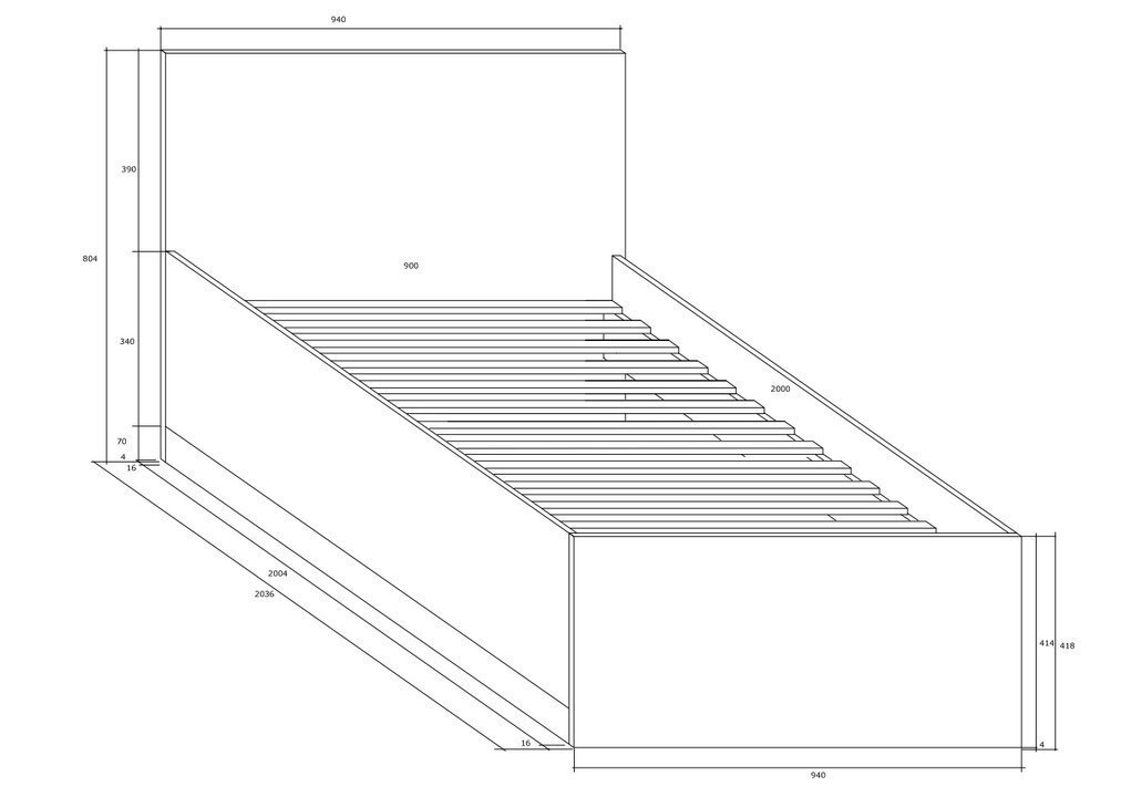 Voodi Maximus 90X200 cm, pruun/valge hind ja info | Voodid | kaup24.ee