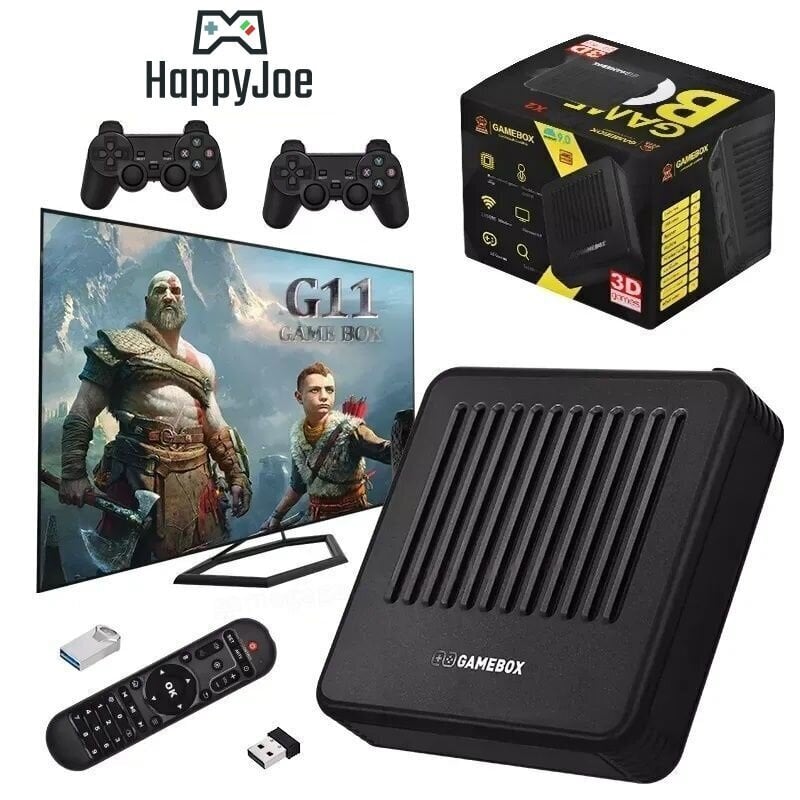 Juhtmevaba teleri mängukonsool HappyJoe G11 4K, 128 GB, 10000+ mängu, PSP/DC/N64 tugi, Android TV цена и информация | Mängukonsoolid | kaup24.ee