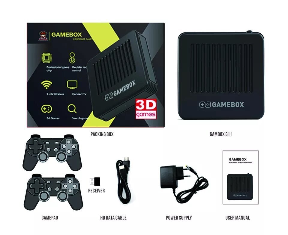 Juhtmevaba teleri mängukonsool HappyJoe G11 4K, 128 GB, 10000+ mängu, PSP/DC/N64 tugi, Android TV цена и информация | Mängukonsoolid | kaup24.ee