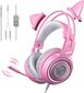 Somic G951S roosa mängude peakomplekt mikrofoniga, Girl Women Pink Cat Cat kõrvaklapid, millel on 3,5 mm kaabli Xbox One jaoks, Nintendo Switch, PS4, iPhone, iPad hind ja info | Kõrvaklapid | kaup24.ee