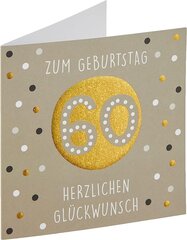 Перлеберг высокий день рождения с получением 60 и золотых деталей - Благородная карта за 60 -летие с конвертом - хорошие открытки на день рождения 15 x 15 см - день рождения открыток для успешного сюрприза цена и информация | Конверты, открытки | kaup24.ee