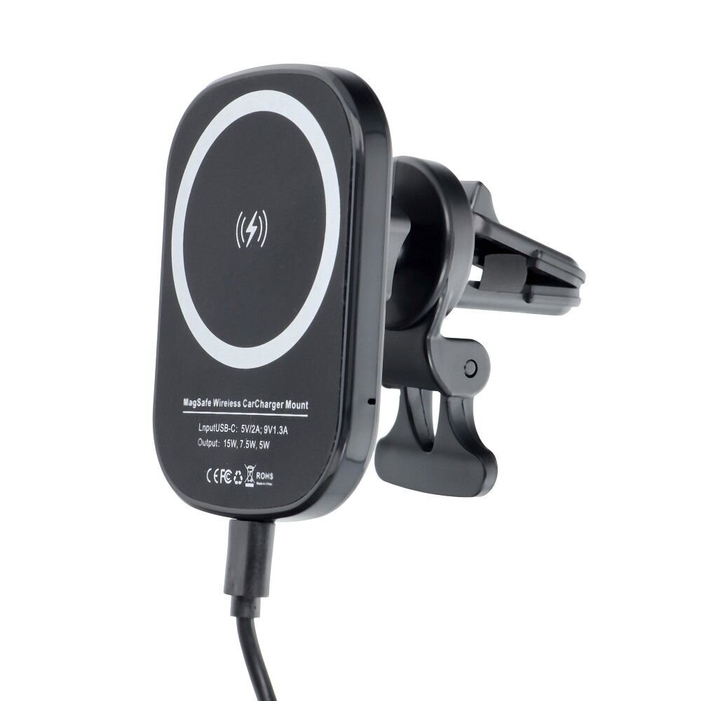 Autohoidik juhtmevaba laadimistoega õhutusava külge MagSafe laadimine 15W D10 must цена и информация | Mobiiltelefonide laadijad | kaup24.ee