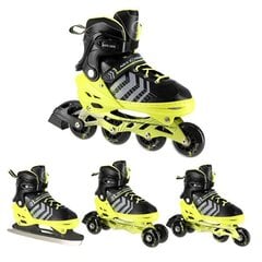 NH18192 4IN1 BLACK-GREEN SIZE M(34-38) IN-LINE SKATES/HOCKEY ICE SKATES цена и информация | Ролики | kaup24.ee