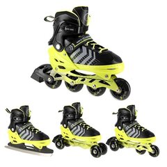 NH18192 4IN1 BLACK-GREEN SIZE M(34-38) IN-LINE SKATES/HOCKEY ICE SKATES hind ja info | Rulluisud ja tarvikud | kaup24.ee