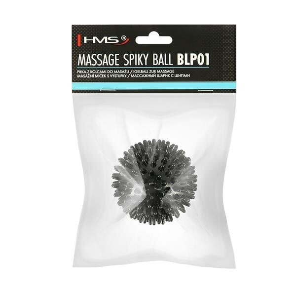 Massaažipall BLP01 BLACK SPIKY HMS цена и информация | Massaažikaubad | kaup24.ee